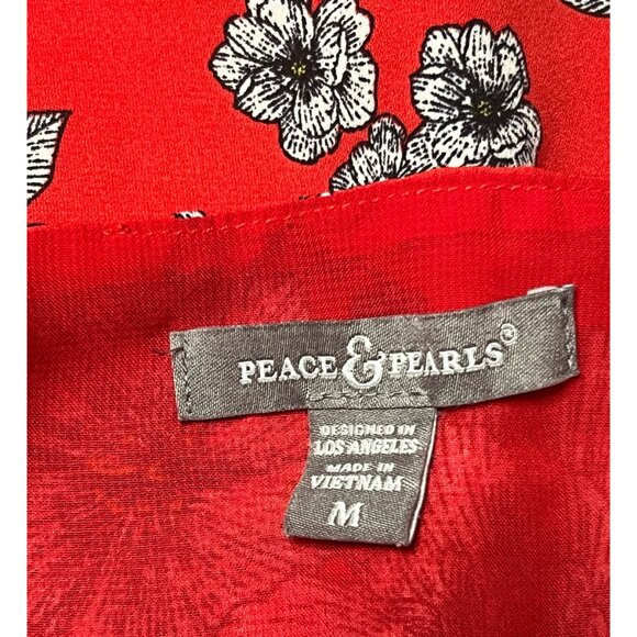 Peace & Pearls red floral camisole tank size M - Picture 6 of 9